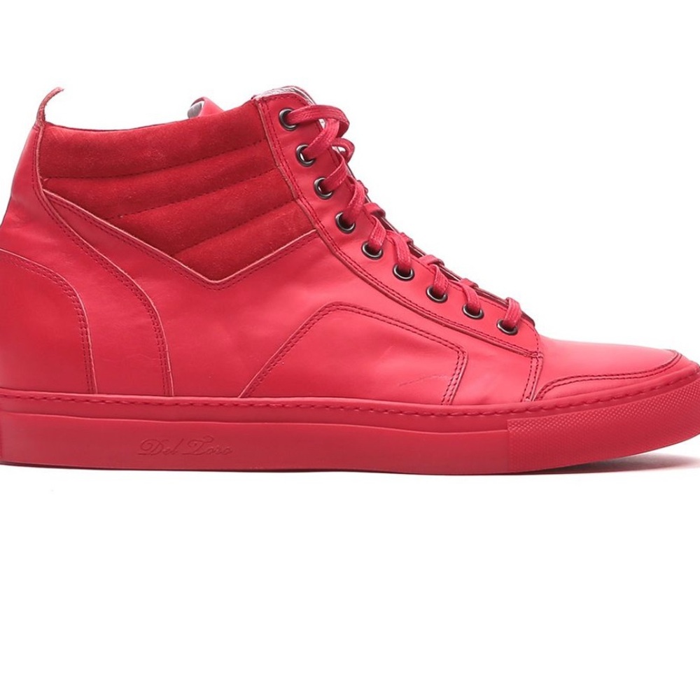 Del Toro Red Sneakers Premium Leather High-Tops